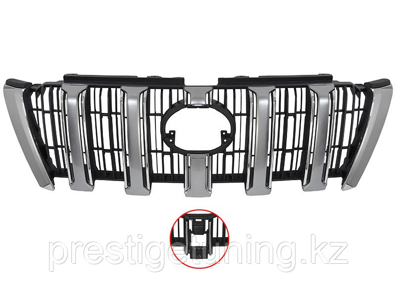 Решетка радиатора на Land Cruiser Prado 150 2014-17 с выходом под камеру Серый (SAT)