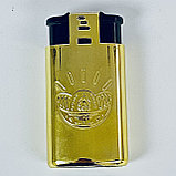 Зажигалка металл турбо+простой огонь, золото (500шт/25шт), фото 5