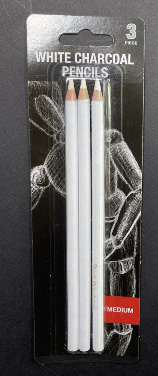 Белый угольный карандаш набор 3 шт