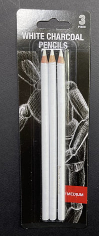 Белый угольный карандаш набор 3 шт, фото 2