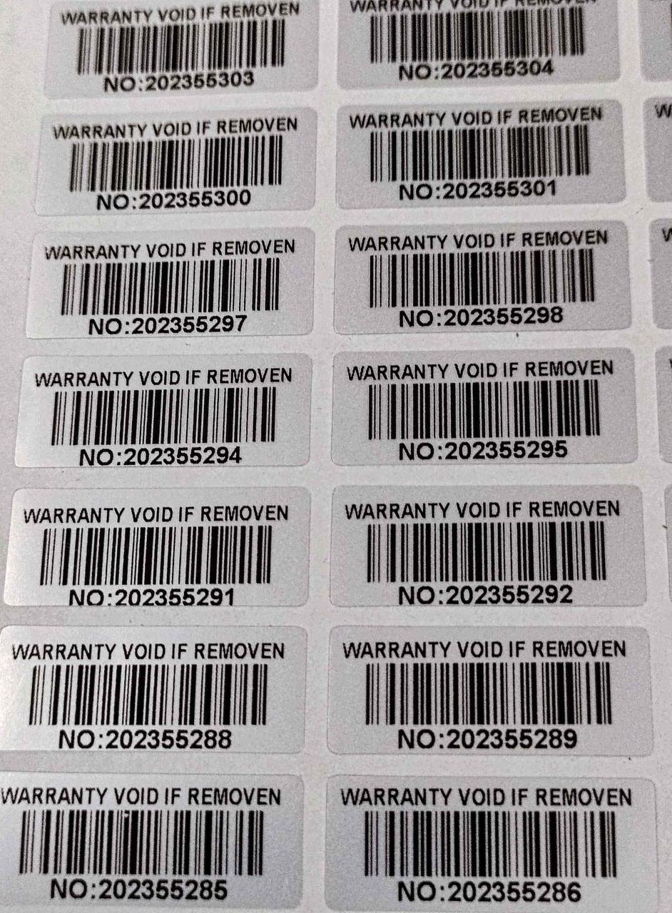 Гарантийные наклейки VOID с серийным номером 1,2 на 3 см лист 30 шт. - фото 5 - id-p113726320