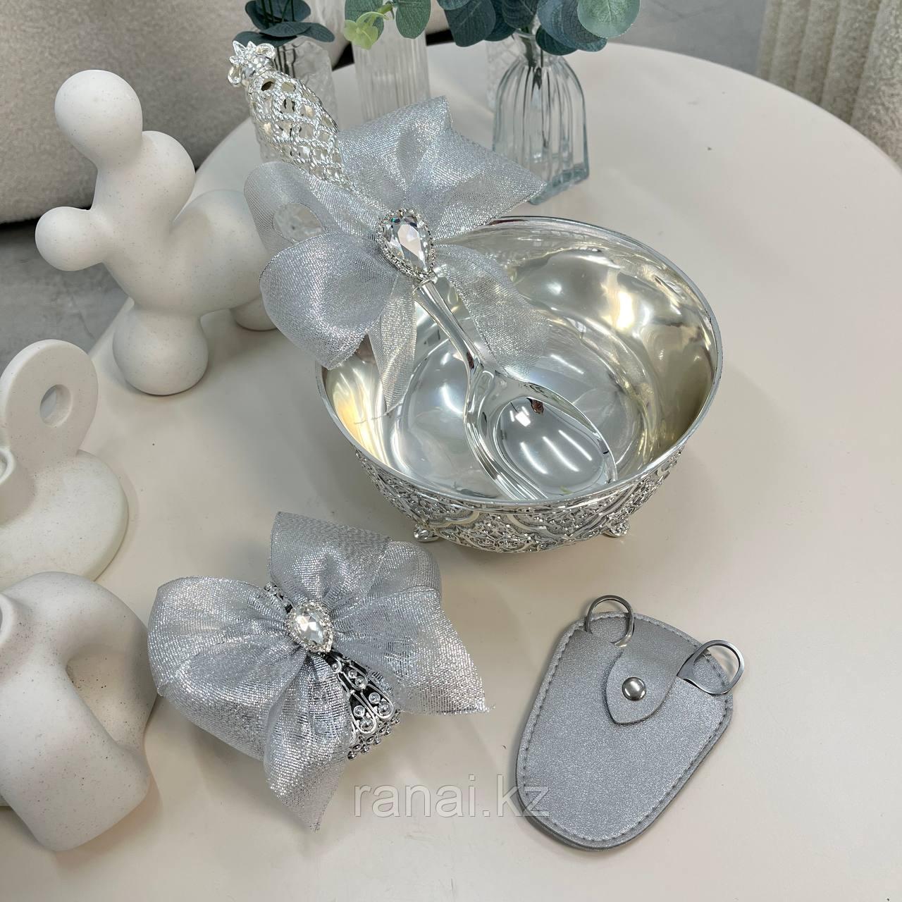 Набор мельхиоровая чашка "Серебристая лента"