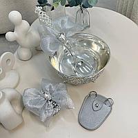 Набор мельхиоровая чашка "Серебристая лента"