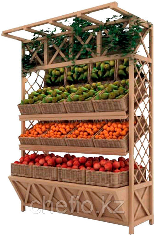 Стеллаж для овощей деревянный под корзины Евромаркет 2230х1360х700 - фото 1 - id-p113621426