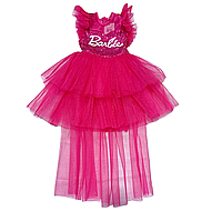 Платье (на возраст 2-6 л.) карнавальное пышное Барби "Barbie" со шлейфом