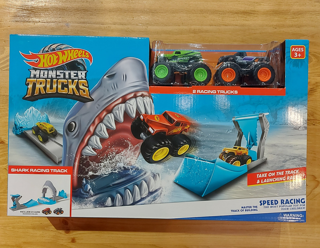 Трек "Hot wheels" Monster Trucks - Shark Racing Track. Трэк Атака Акулы. Хот вилс. Трасса. 2 джипа.