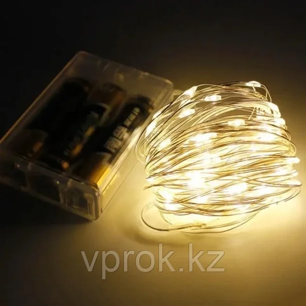Светодиодная нить - гирлянда на батарейках теплый свет, 3 м - фото 5 - id-p113737145