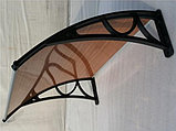 Защитный козырёк из поликарбоната над крыльцом 120*93*28 цвет бронза, фото 2