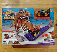 Трек "Hot wheels" Monster Trucks T-Rex Racing Track (Тирекс). Атака динозавра. Хот вилс. Трасса. 1 внедорожник