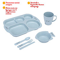 Набор детской посуды 6 предметов ЭКО голубая