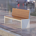 Скамейка из композитного мраморного камня с деревянным настилом Origami two (С-2), фото 7