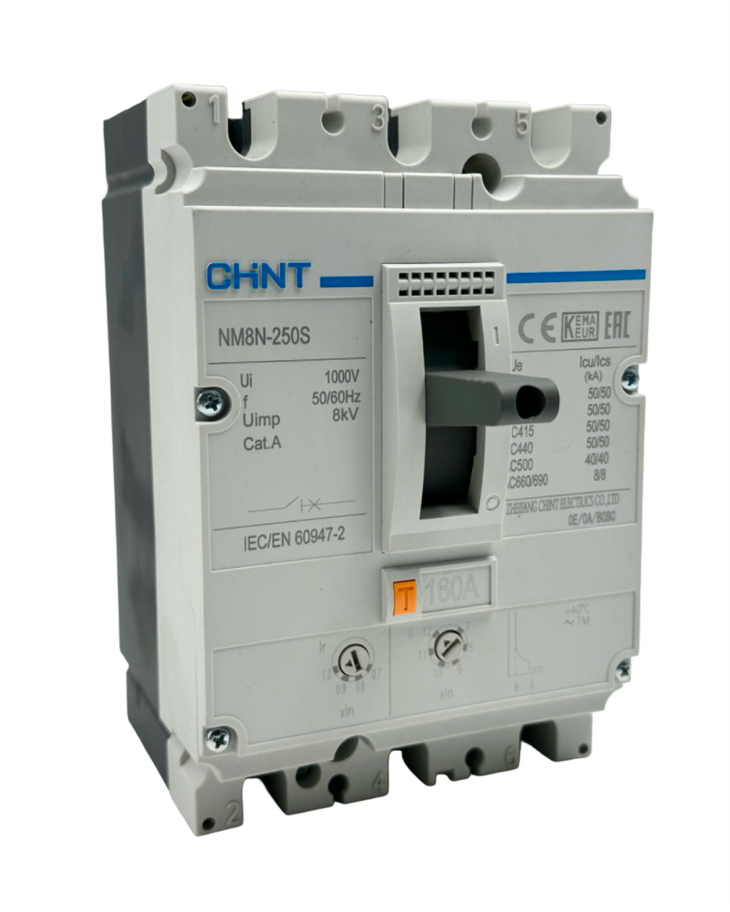 Автоматический выключатель NM8N-250S TM 3P 160А 50kA с регулируемым термомагнитным расцепителем (R) (CHINT)
