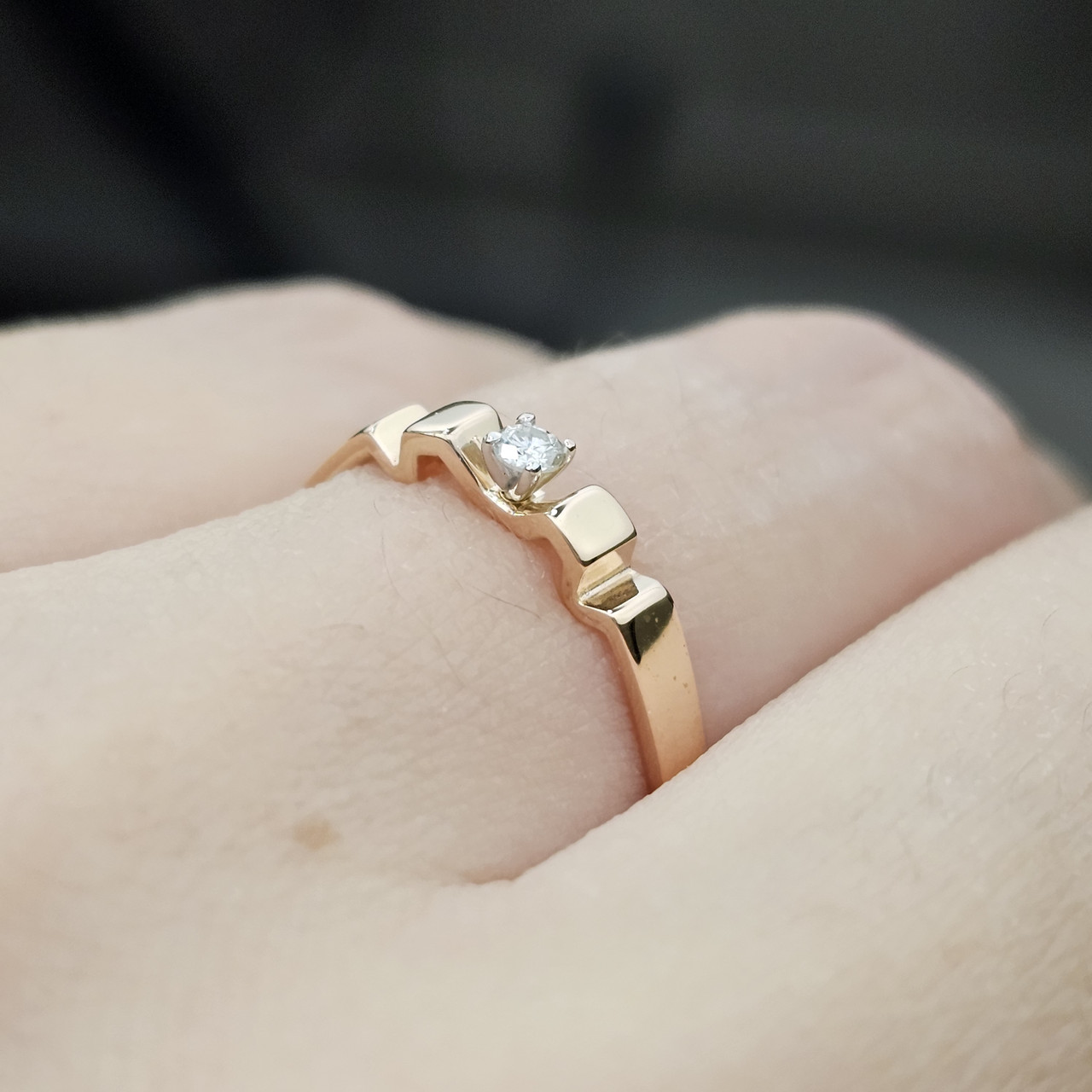 Золотое кольцо с бриллиантами к/з 0,047Сt SI2/H VG-Cut размер 16,5 - фото 2 - id-p113748519