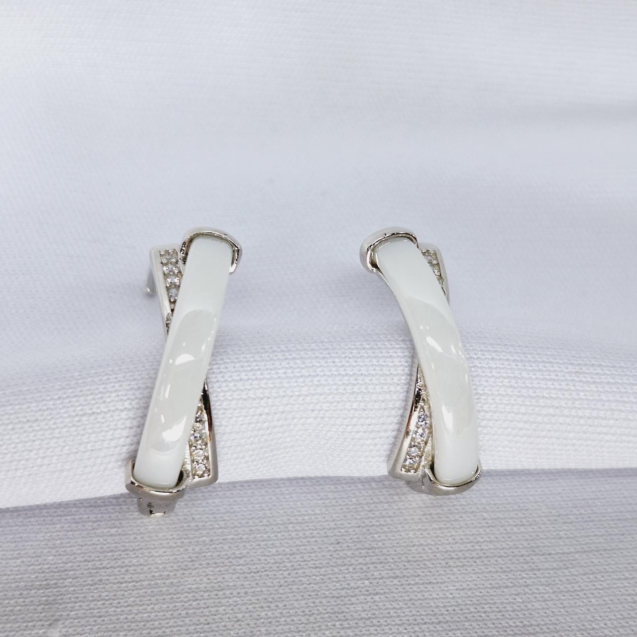 Серьги из серебра с фианитами  L490, фото 1