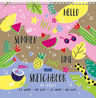Скетчбук "Hatber Premium", 40л, 15л крафт/25л белый офсет, 240x240мм, без линовки, жёсткая подложка, на гребне