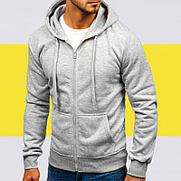 Мужская толстовка на замке серый цвет | Худи на замке меланж