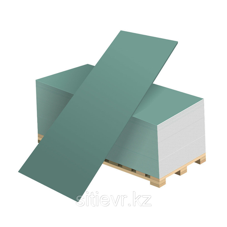 ГКЛВ влагостойкий12,5мм*1200*2500 (KAPSHAGAY- GYPSUM)