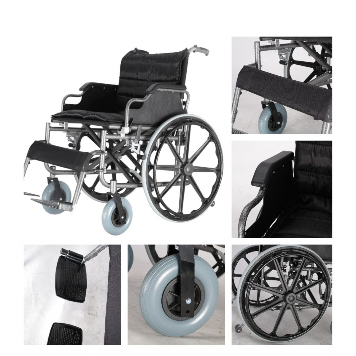 Кресло-коляска инвалидное "Доступная-среда.kz" DS114-1(литые) 56см - фото 3 - id-p113766835