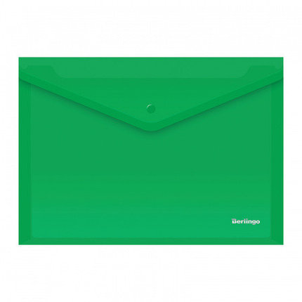 Папка-конверт на кнопке Berlingo, А4, 0,18 мм, зеленая, фото 2