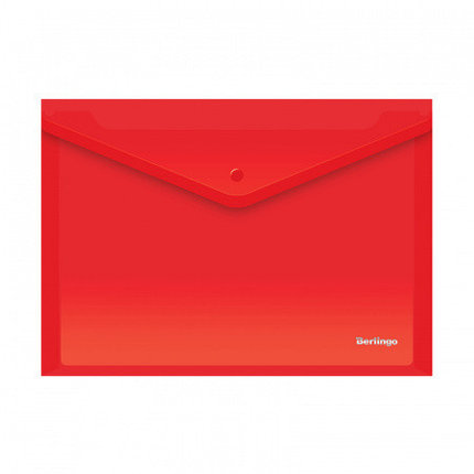 Папка-конверт на кнопке Berlingo, А4, 0,18 мм, красная, фото 2