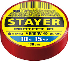 STAYER Protect-10 10м х 15мм 5000В красная, Изоляционная лента ПВХ (12292-R)