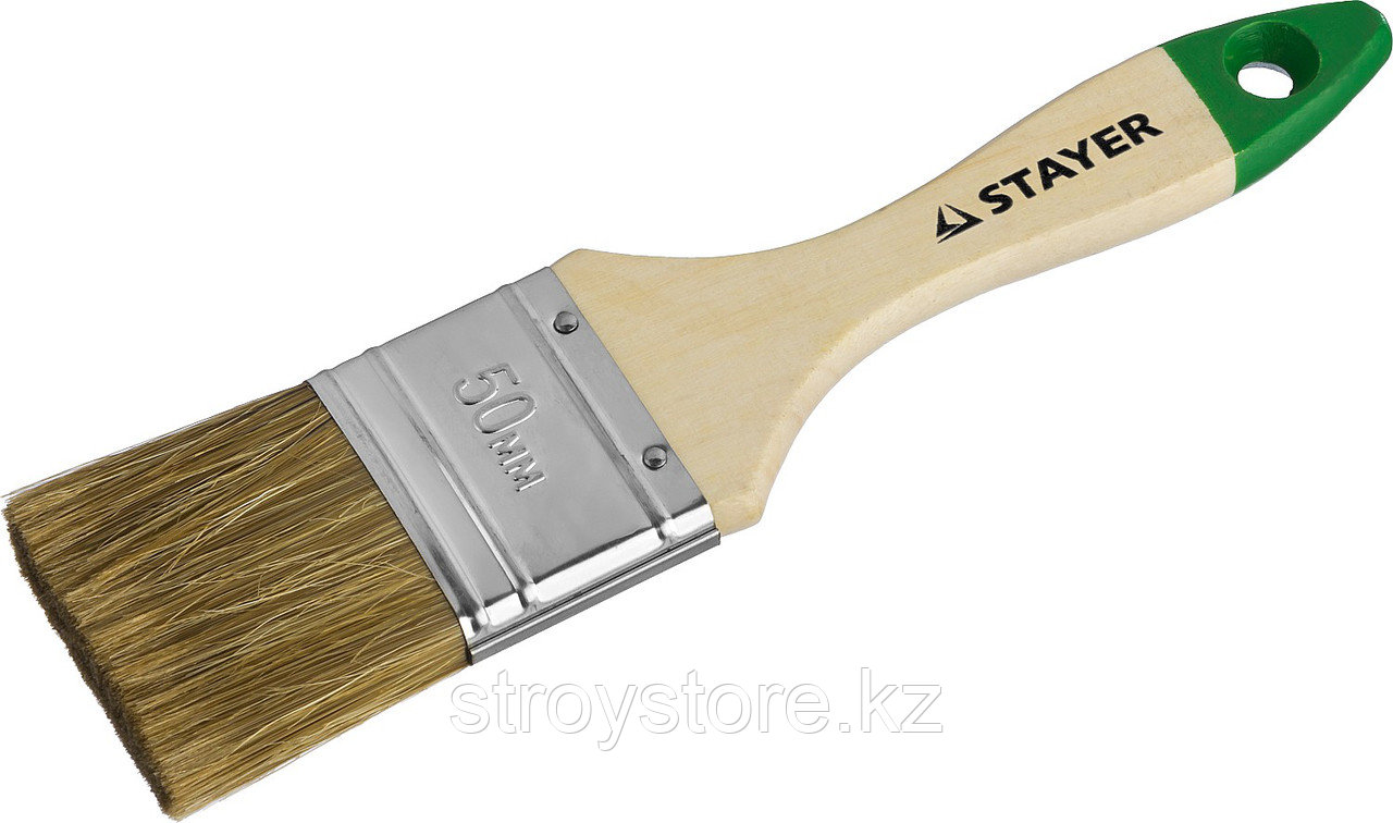 STAYER LASUR 50 мм, 2″ смешанная щетина, деревянная ручка, Плоская кисть, STANDARD (01031-50)