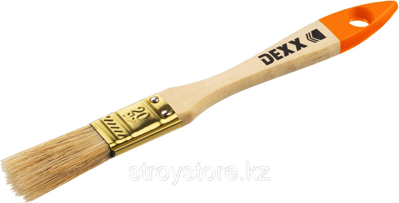 DEXX 20 мм, 3/4″ натуральная щетина, деревянная ручка, флейцевая, Плоская кисть (0100-020)