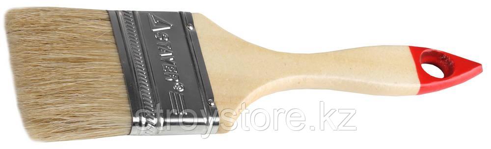 STAYER Universal 63 мм, 2,5″ светлая натуральная щетина, деревянная ручка, Плоская кисть, STANDARD (0101-063)