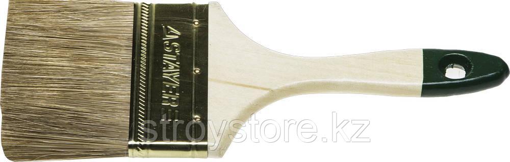 STAYER LASUR 63 мм, 2,5″ смешанная щетина, деревянная ручка, Плоская кисть, STANDARD (01031-63)