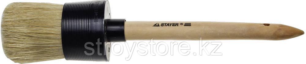 STAYER UNIVERSAL 40 мм, пластмассовый корпус, светлая натуральная щетина, деревянная ручка, Круглая кисть,