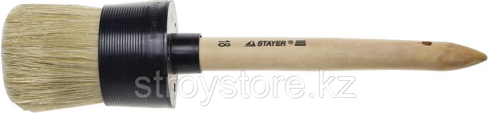 STAYER UNIVERSAL 60 мм, пластмассовый корпус, светлая натуральная щетина, деревянная ручка, Круглая кисть,