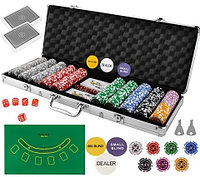 Покер ойнауға арналған алюминий қораптағы жинақ Poker Game Set Casino Size Chip (номиналсыз 500 чип)