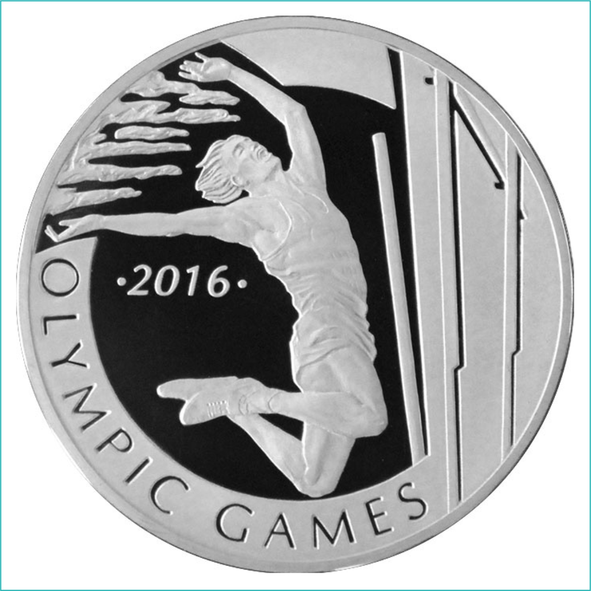 Монета "Прыжки с шестом. Олимпийские игры 2016" 100 тенге Казахстан (Серебро) - фото 1 - id-p113805929