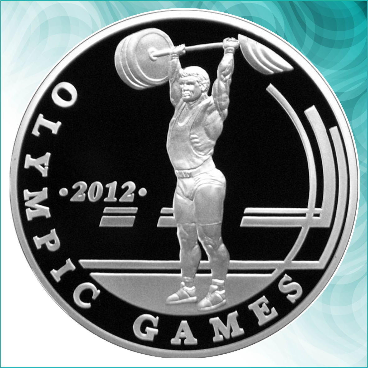 Монета "Тяжелая атлетика. Олимпийские игры 2012" 100 тенге Казахстан (Серебро) - фото 1 - id-p112376951