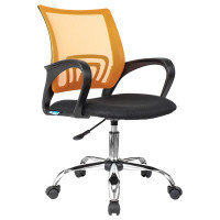 Кресло для персонала Helmi HL-M95 R "Airy", СН, ткань черная, сетка оранжевая, пластик черный