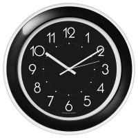Часы круглые Troyka, d=30 см, черные, пластиковые/стекло - фото 1 - id-p113806325