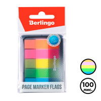 Закладки самоклеящиеся Berlingo, пластиковые, 45*12 мм, 5 цветов НЕОН, 100 листов, в диспенсере - фото 1 - id-p113806417