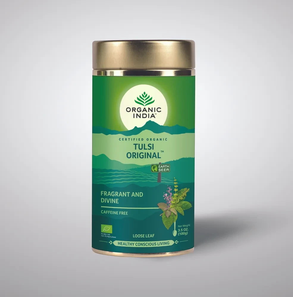 Tulsi Organic Чай Тулси 100 гр без кофеина, снижает стресс и повышает стрессоустойчивость организма - фото 1 - id-p98400365