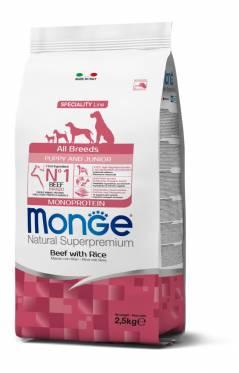 1372 Monge Speciality Line Puppy&Junior Beef&Rice, корм для щенков всех пород с говядиной, уп.2,5кг