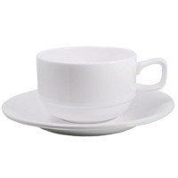 Чашка для чая с блюдцем "Wilmax", 220 мл, из фарфора, белая