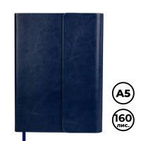Ежедневник недатированный Brauberg "Magnetic X", А5, 160 л, кожзам, с магнитным клапаном, синий