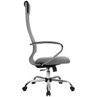 Кресло для руководителя Метта SU-BK-8 CH, ткань, сетка, хром, серое - фото 2 - id-p113806809