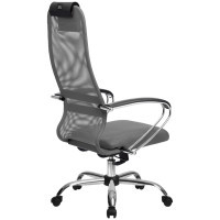Кресло для руководителя Метта SU-BK-8 CH, ткань, сетка, хром, серое - фото 3 - id-p113806809