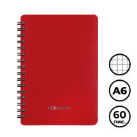 Записная книжка OfficeSpace "Base", A6, 60 листов, на гребне, в клетку, красная