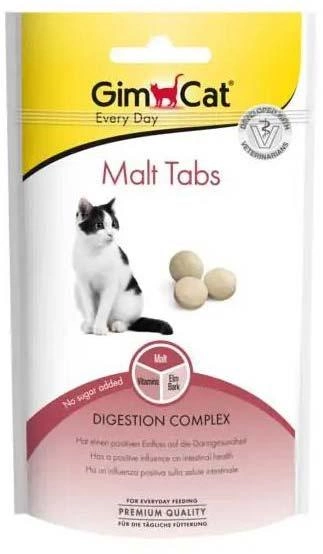 GimCat Malt Tabs для кошек с витаминами D3, Е и способствует выведению комочков шерсти из желудка