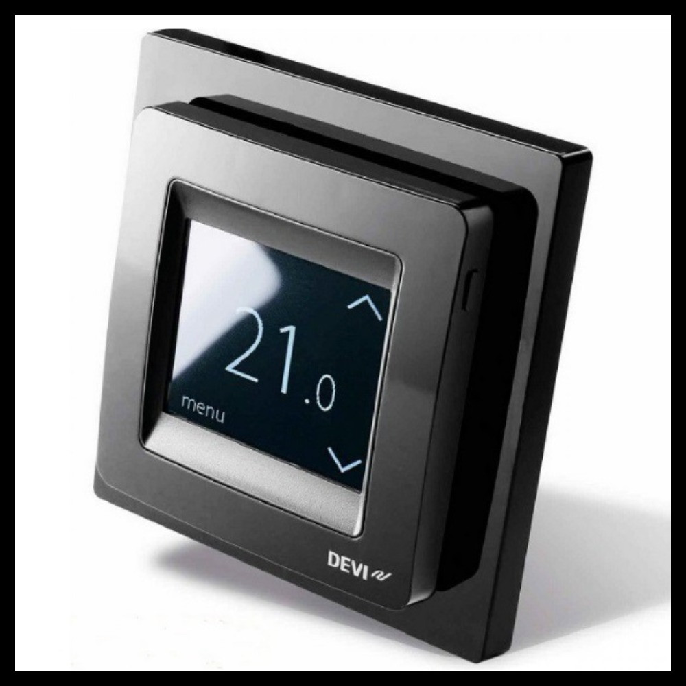 Сенсорный программируемый терморегулятор DEVIreg Touch Black для теплого электрического пола