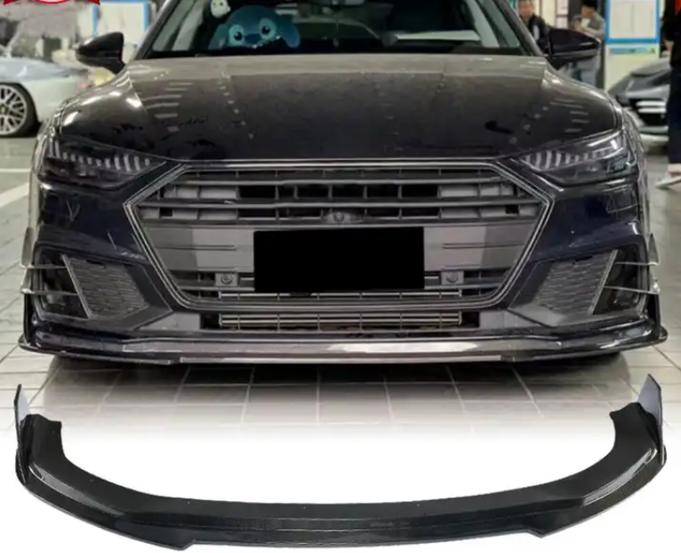 Карбоновая губа переднего бампера для Audi A7 Sportback S-LINE S7 2019+ - фото 1 - id-p113814537