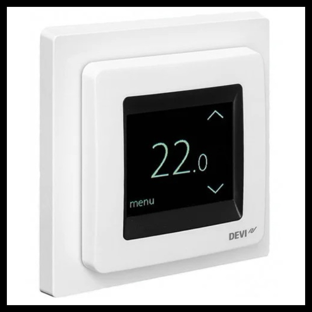 DEVIreg Touch White электрлік еденді жылытуға арналған сенсорлық бағдарламаланатын термостат