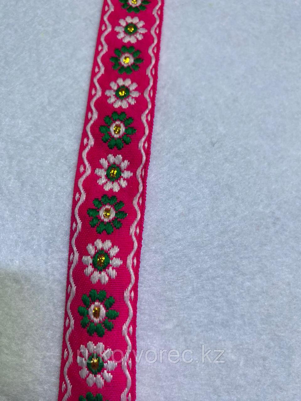 Тесьма с цветочками жаккардовая, шир.2 см,1 м, фото 1