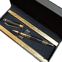 Подарочная ручка в коробке из эко кожи, черный.